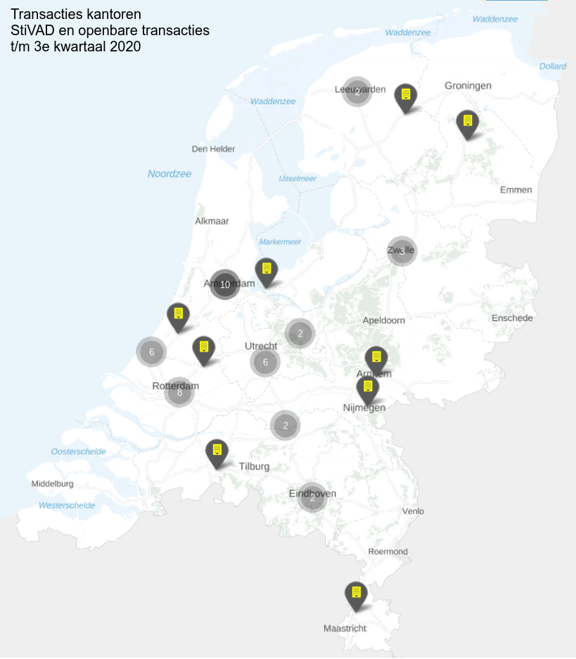Kantoren t/m 3e kw 2020, geografisch